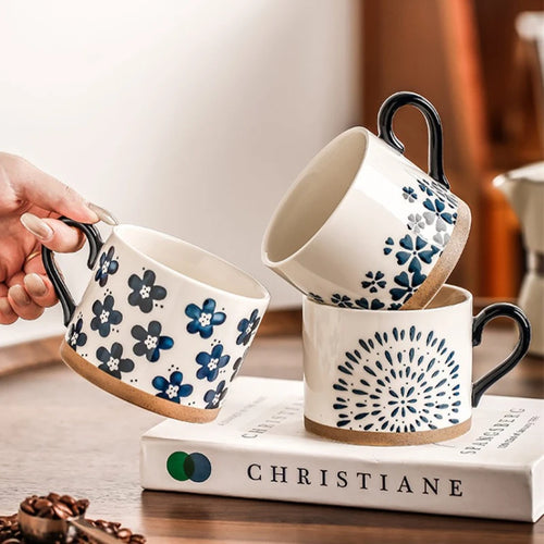Mug japonais en céramique motif fleurs cerisier rétro