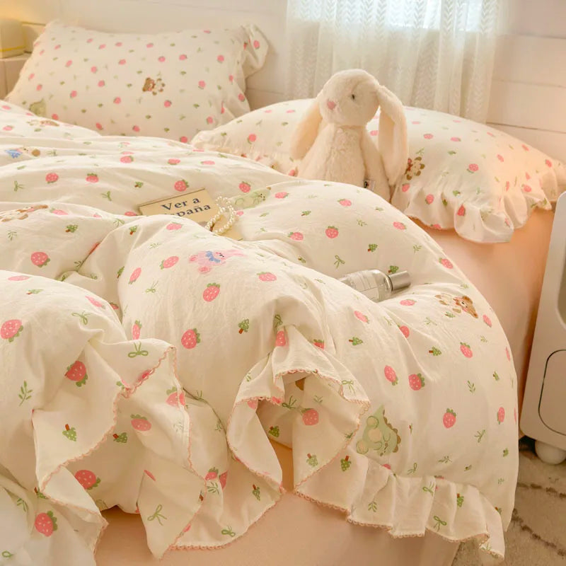 housse de couette bonenjoy en dentelle imprimée avec volants