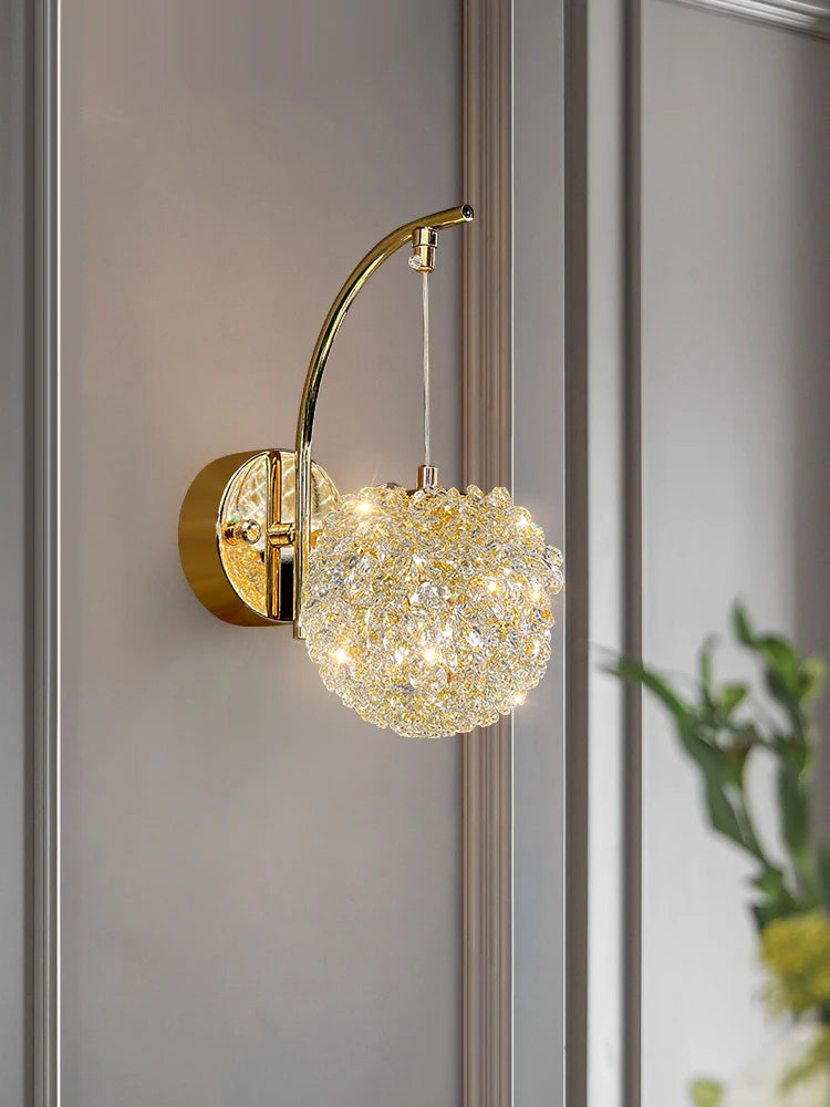 applique murale artistique en cristal de luxe style français pour intérieur élégant