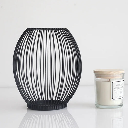 bougeoir en fer creux géométrique pour décoration intérieure - vue 5 sur 6