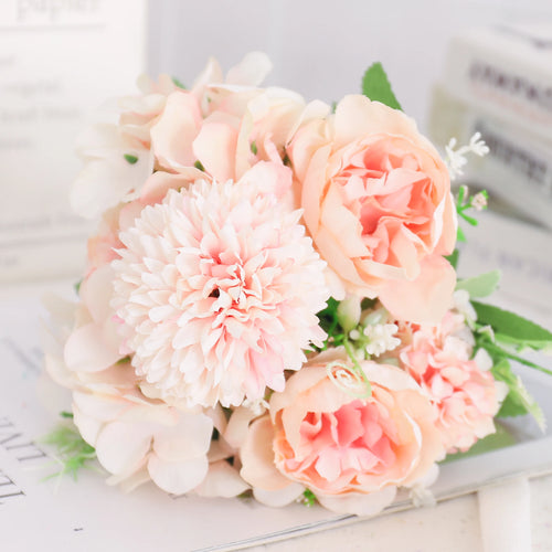 fleurs artificielles soie pivoine hortensia décoration mariage bouquet - vue 31 sur 40