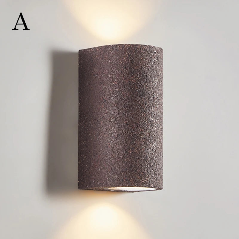 applique murale led wabi-sabi japonais rétro en ciment - vue 9 sur 11