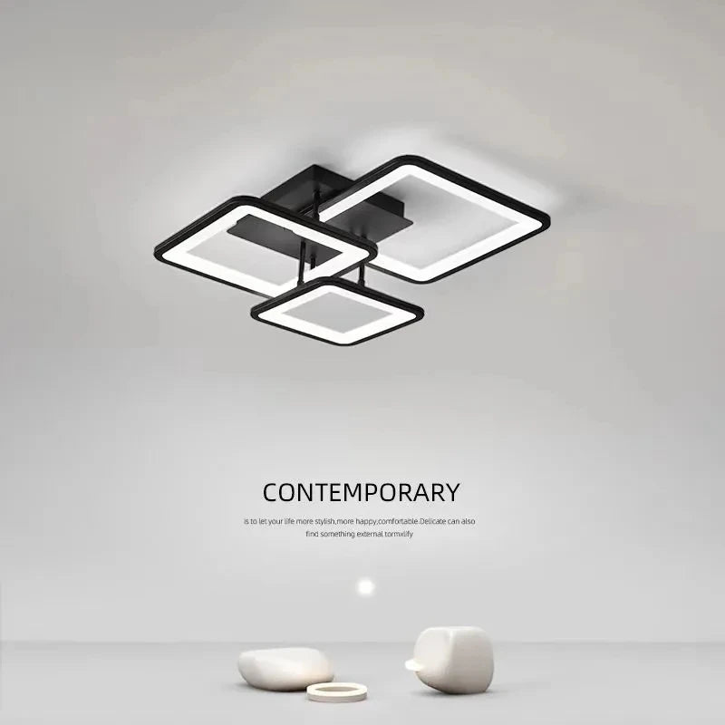 Plafonnier LED noir moderne éclairage de plafond - vue 10 sur 11