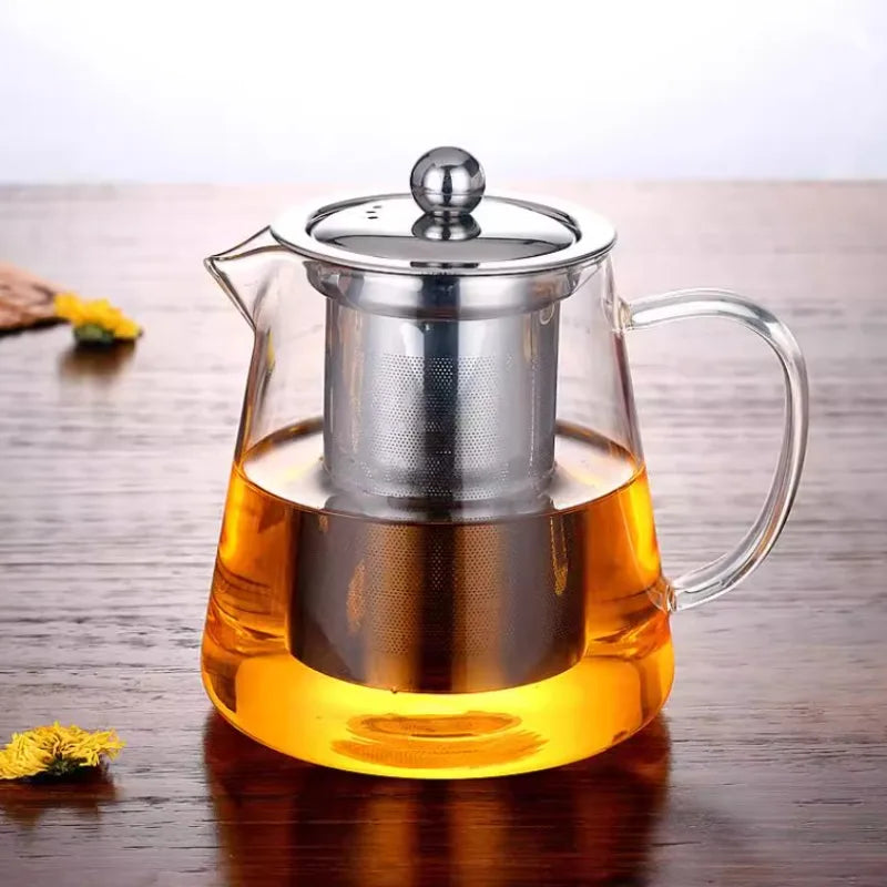 Théière verre borosilicate infuseur amovible acier kungfu - vue 6 sur 11
