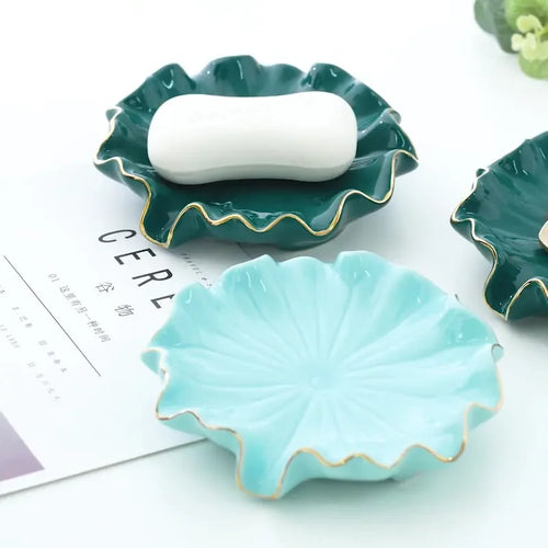 porte-savon en céramique lotus style nordique accessoires salle de bain 2024 - vue 3 sur 9