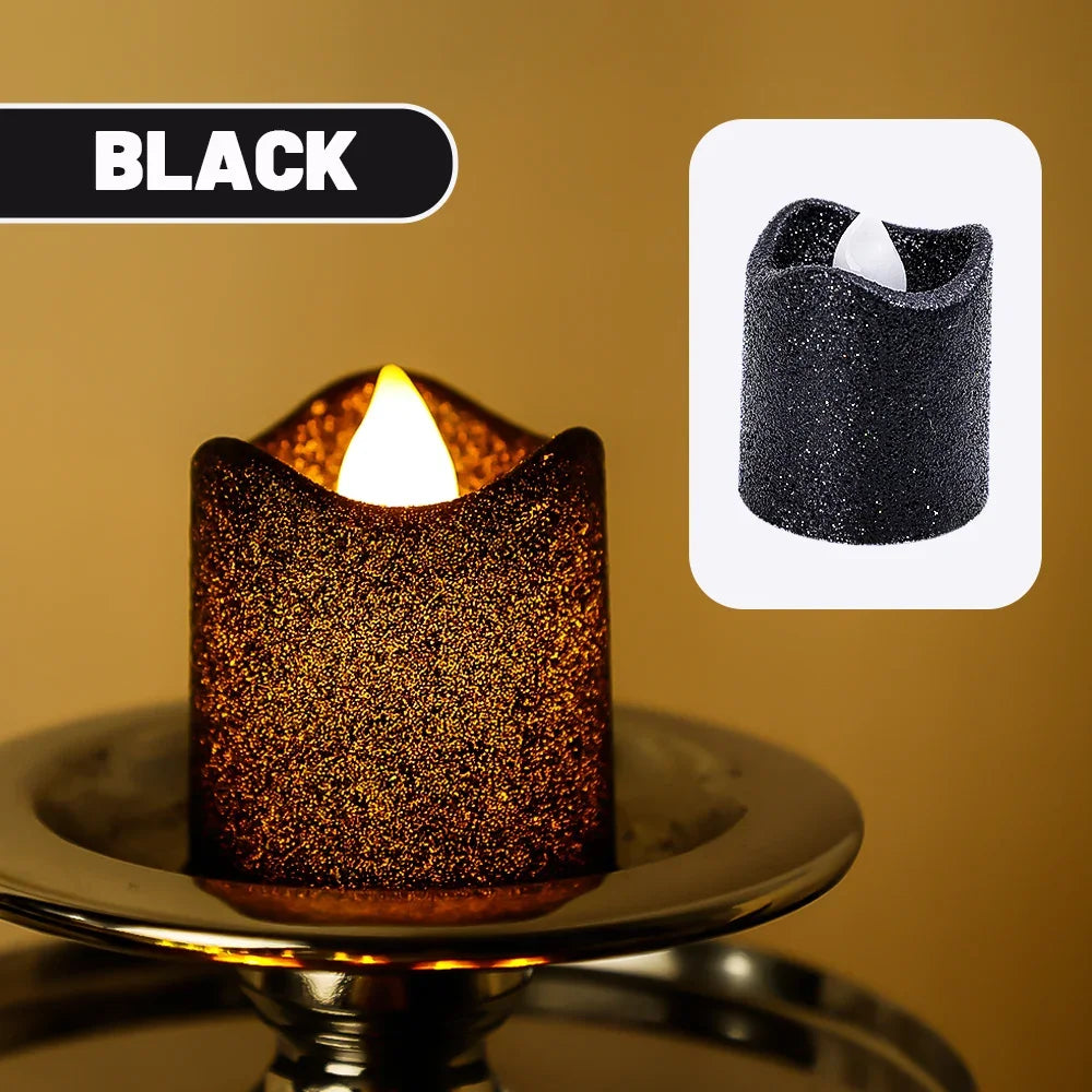 lot de 6 bougies à paillettes led pour déco romantique de fête - vue 10 sur 12