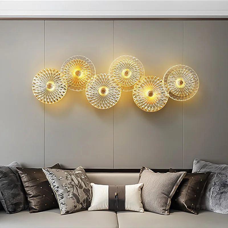 applique murale ronde moderne en cristal avec lumières led nordiques