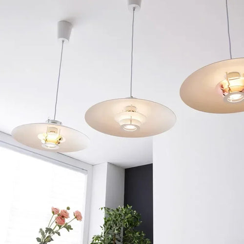 Nordic Circular Pendant Light, Modern Dining Room, Bedroom, Bar Counter, LED Pendant Light, White Warm Light 45cm Light - vue 4 sur 8