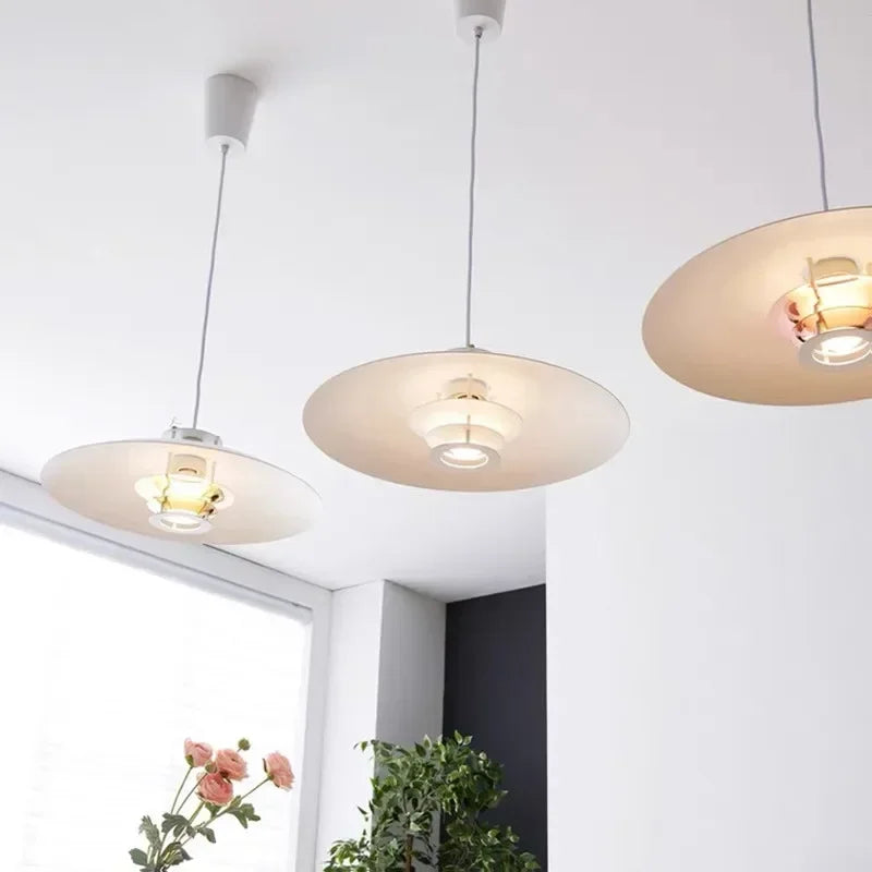 Nordic Circular Pendant Light, Modern Dining Room, Bedroom, Bar Counter, LED Pendant Light, White Warm Light 45cm Light - vue 3 sur 8