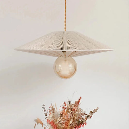 lustre rétro japonais en corde de chanvre pour décoration créative - vue 4 sur 10