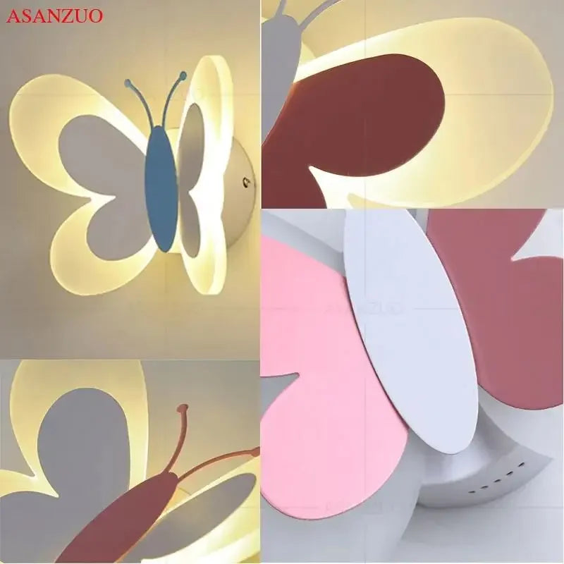 applique murale led papillon décorative pour chambre d'enfant - vue 6 sur 8