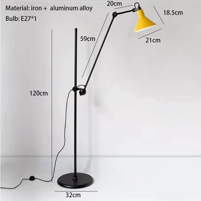 lampadaire vintage rotatif réglable pour éclairage intérieur décoratif