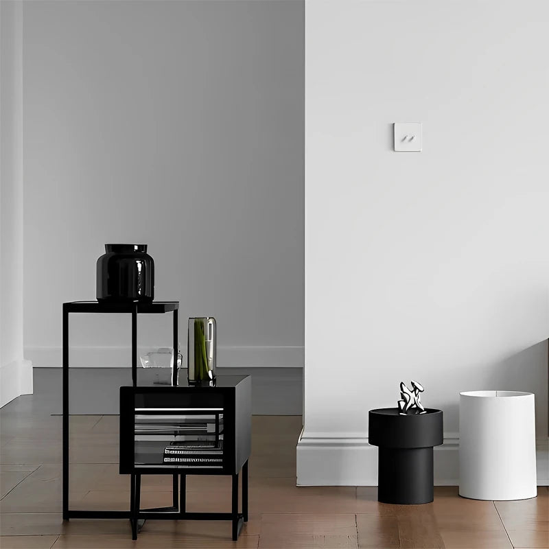 Cache prise plate en acier blanc mat bords arrondis