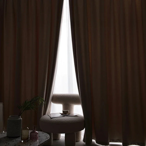 Rideau occultant moderne plissé pour salon baie vitrée