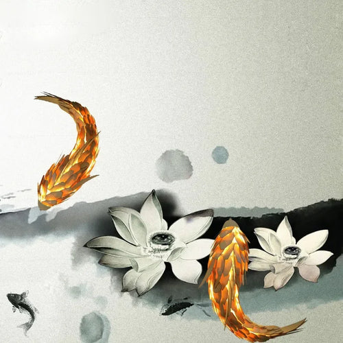 applique murale Créatif à la main Style chinois bois poisson brillante LED 12W salon chevet escalier éclairage décor - vue 5 sur 7