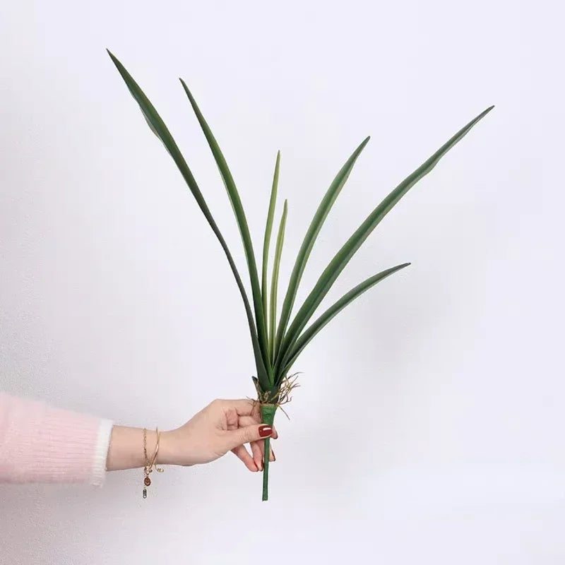feuilles de clivia artificielles en caoutchouc souple pour décoration intérieure