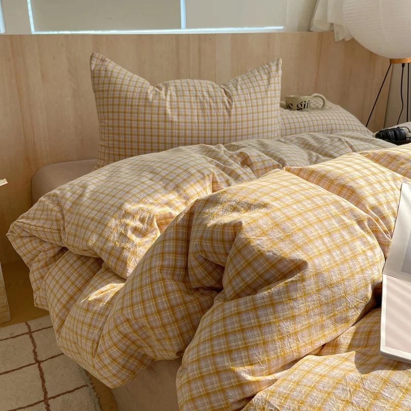 housse de couette rayée rose en coton pour chambre fille