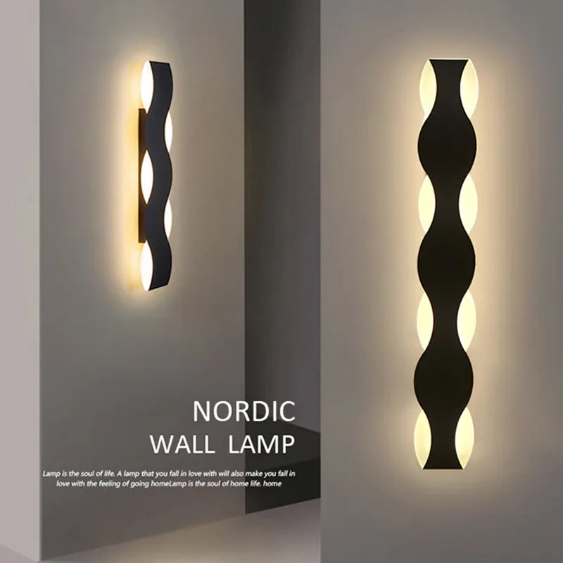 Applique murale LED moderne en forme de vague pour couloir intérieur