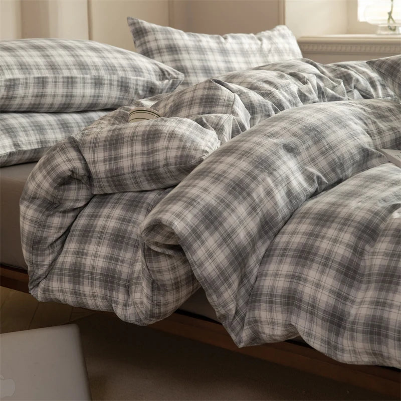 housse de couette à carreaux 150x200 cm taille queen