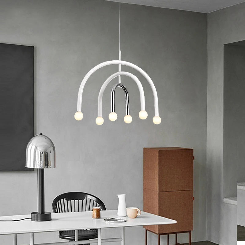 lustre arc-en-ciel métallique fil art déco suspendu réglable - vue 3 sur 22