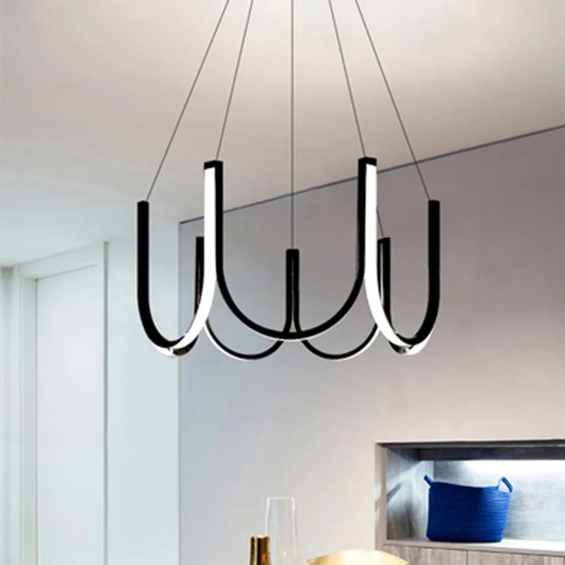 suspension lumières led en forme de u nordique créatif postmoderne