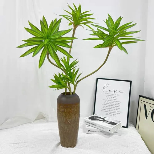 plante tropicale en pot avec palmier et bambou décoratif - vue 5 sur 18
