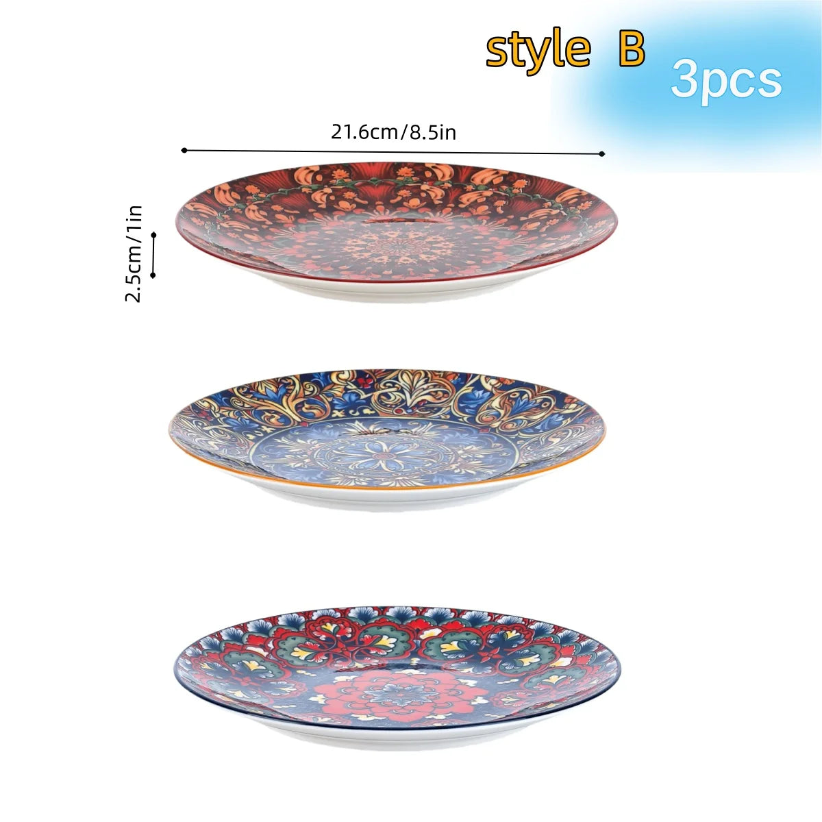 Assiette plate ceramique style boheme motifs creatifs table