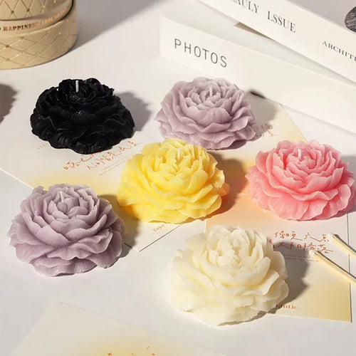 bougie parfumée fleur de pivoine en cire de soja décorative - vue 4 sur 10