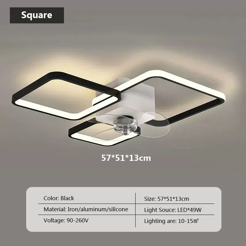 plafonnier led avec ventilateur et télécommande design moderne - vue 10 sur 10