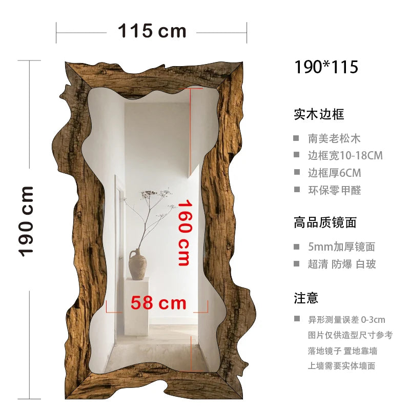 miroir moderne de luxe sur pied en bois décoratif pour la maison - vue 15 sur 18