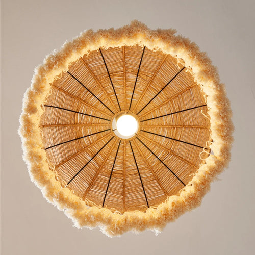 Suspension led en chanvre tissé à la main style bohème wabi sabi - vue 4 sur 9
