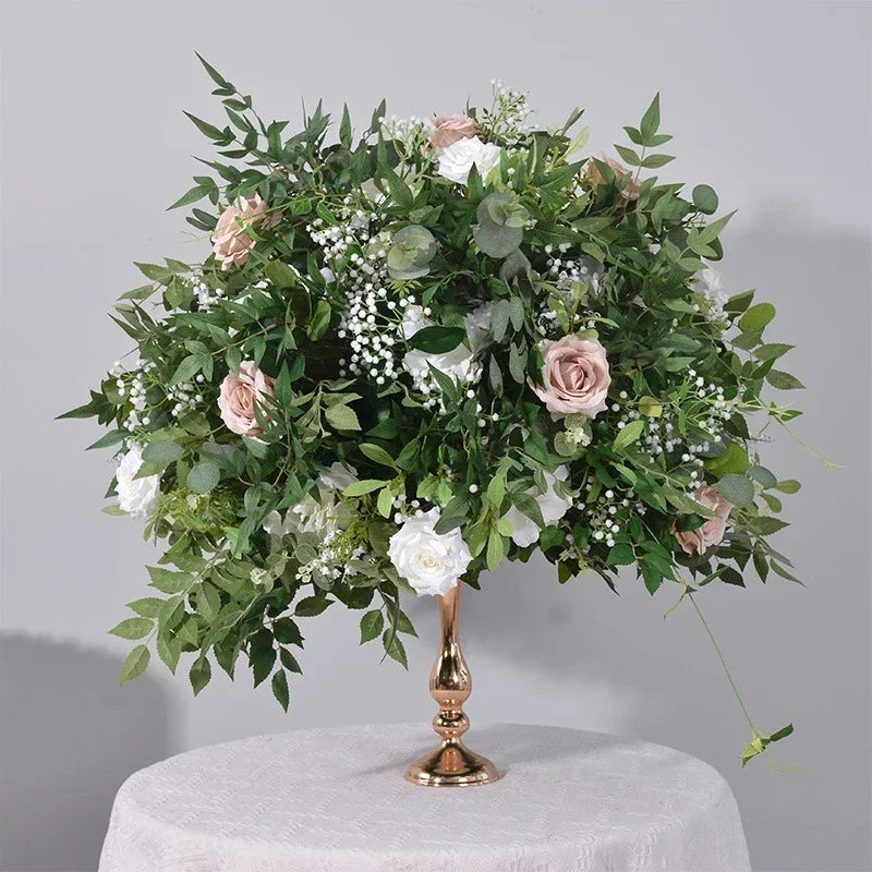 boule de fleurs artificielles arrangement de roses blanches décoration mariage - vue 4 sur 7