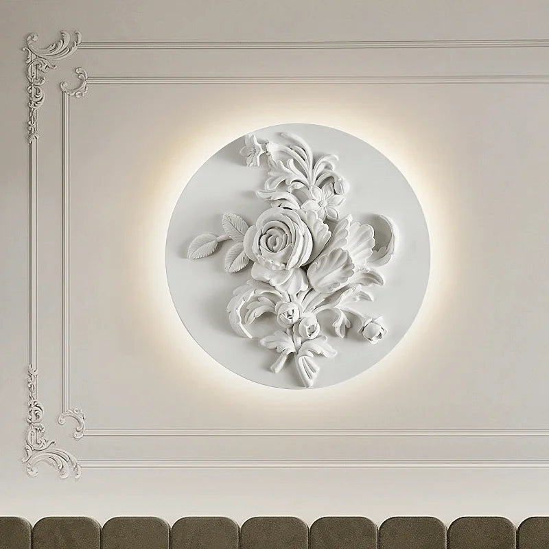 applique murale circulaire rétro abat-jour en verre blanc - vue 4 sur 12