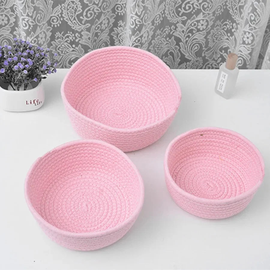 paniers en corde de coton pour rangement et organisation des objets - vue 12 sur 13