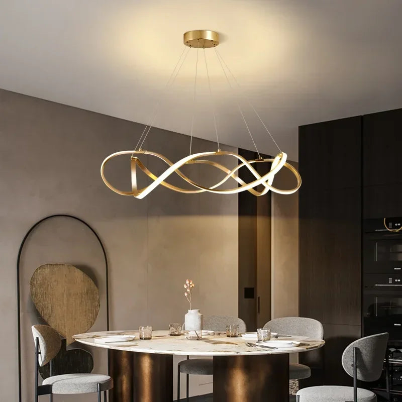 lustre moderne à leds pour décoration intérieure lumineuse - vue 7 sur 12
