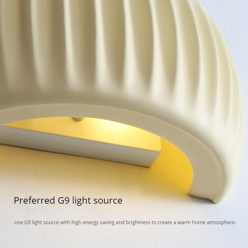 Applique murale led en résine forme vent crème éclairage intérieur - vue 5 sur 13