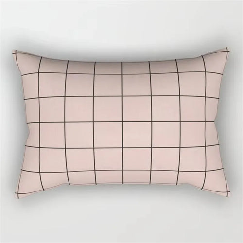 housse de coussin rectangulaire motif géométrique arc-en-ciel et végétal