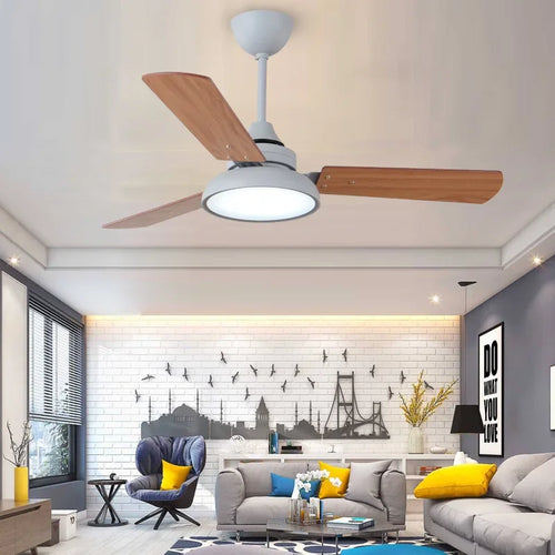 plafonnier moderne ventilateur de plafond avec télécommande et éclairage intégré - vue 3 sur 6