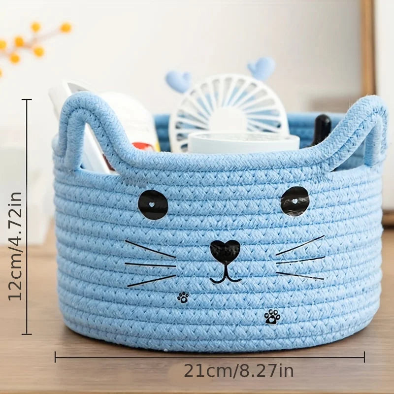 panier en corde de coton pour jouets animaux mignon avec oreilles - vue 7 sur 11