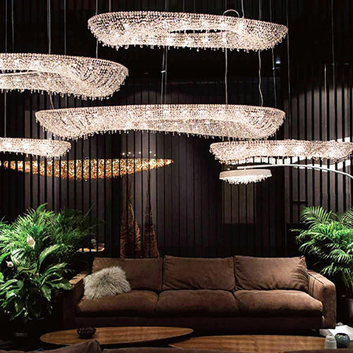 lustre en cristal transparent au design créatif et élégant - vue 3 sur 10