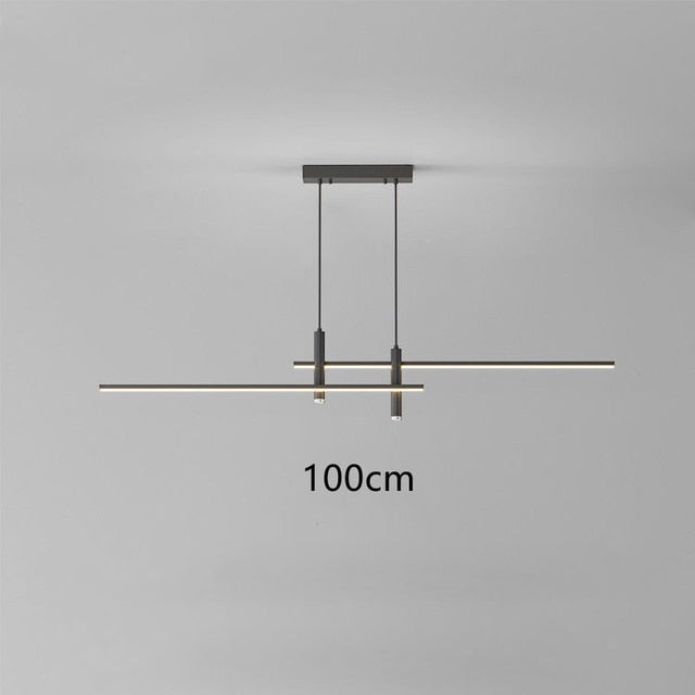 Lustre design LED minimaliste en barre métallique Sarno - vue 8 sur 12
