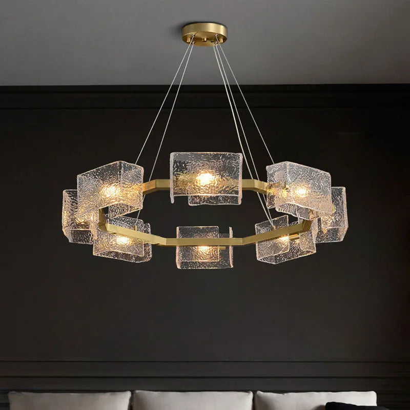 lustre en verre motif eau pour décoration intérieure style créatif - vue 3 sur 12