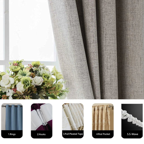 Rideau occultant faux lin extra long sur mesure - vue 6 sur 9