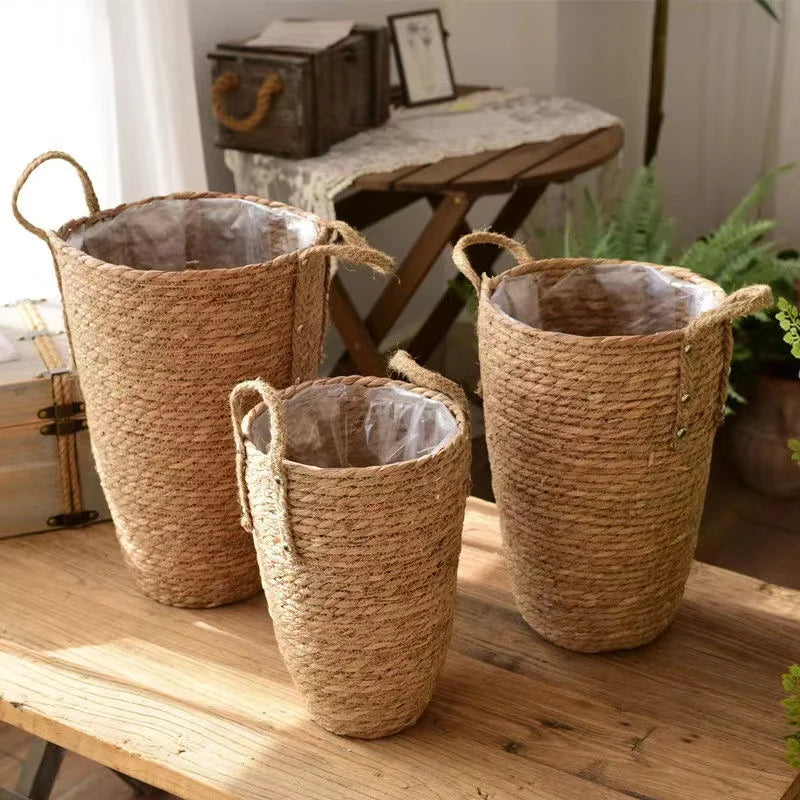 grand panier en osier pour jardin rangement et décoration