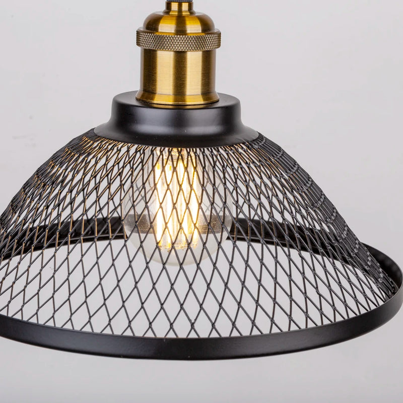 Rétro LED Vintage noir fer Net-Cage cuisine suspension lampe suspendue pour chambre salon Restaurant luminaire