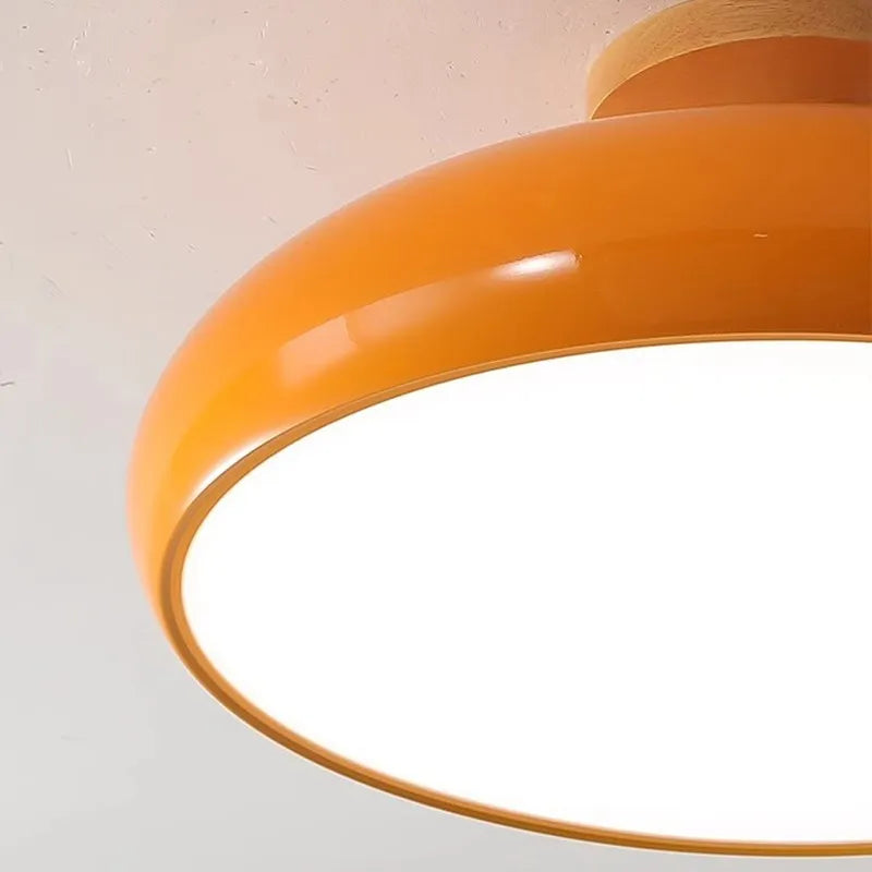 Vintage LED plafonnier en bois nordique Orange PVC rond Luminaire salon chambre salle à manger couloir intérieur décor Luminaire