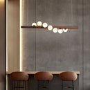 lustre moderne en verre et bois de noyer pour intérieur