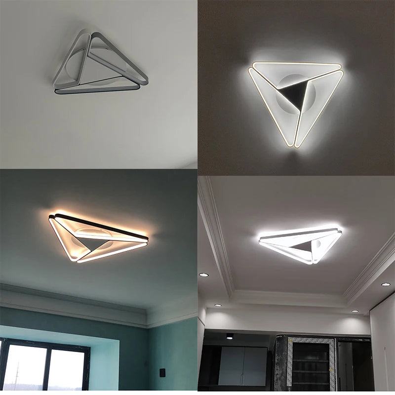 2023 Modern Triangular Aluminum LED Chandelier, Living Room Bedroom Chandelier, Home Decoration Kitchen Chandelier - vue 6 sur 12