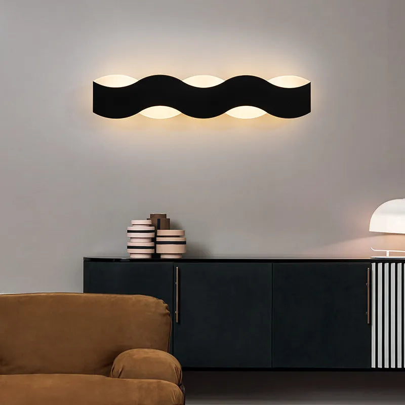 applique murale led moderne forme vague couloir intérieur - vue 4 sur 18