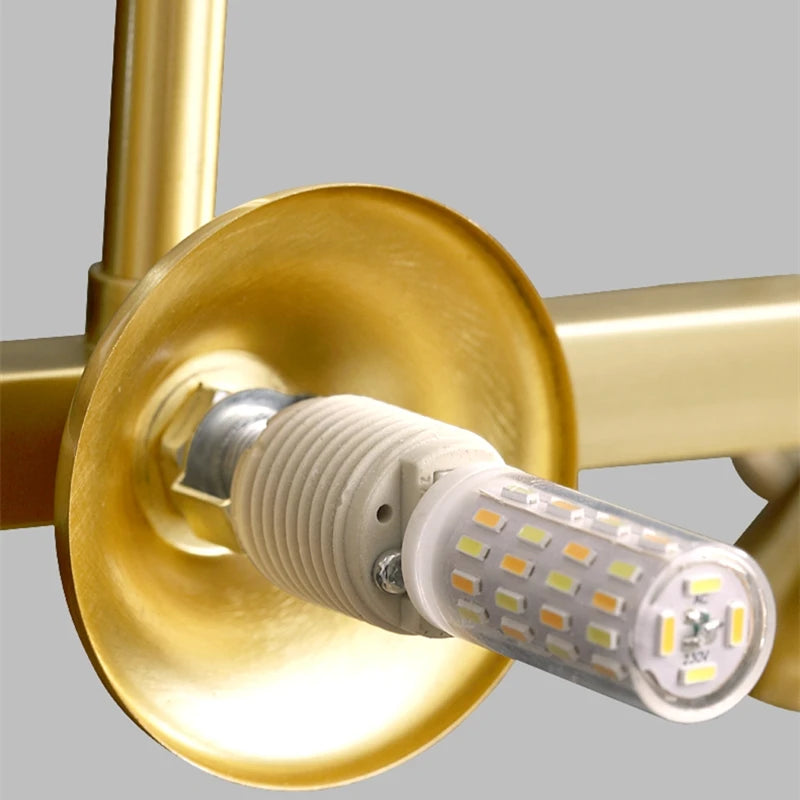 lustre suspendu en cuivre avec boule de verre pour décoration intérieure - vue 5 sur 10